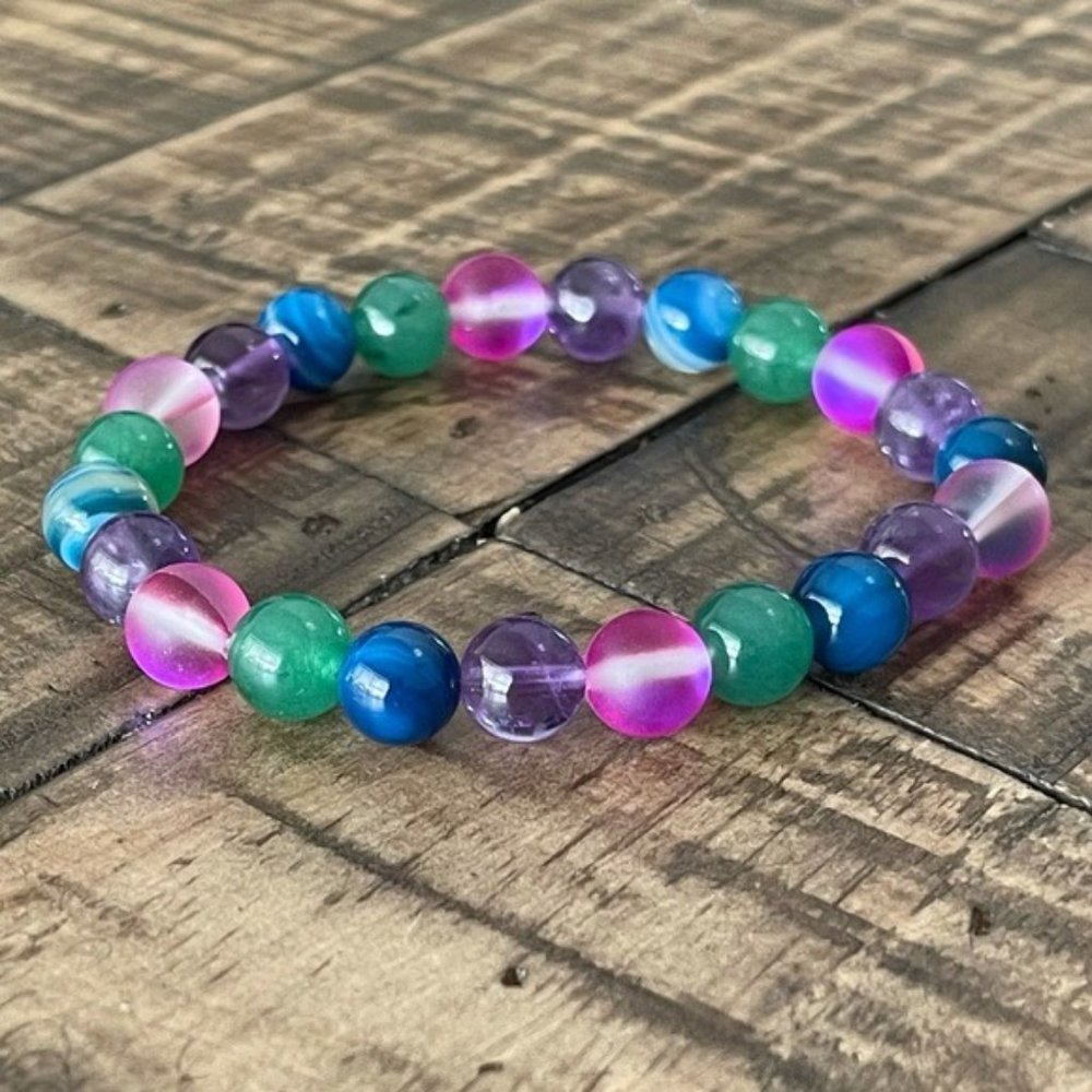 8mm Mixed Bead Stretch Bracelet - Picture 3 of 5